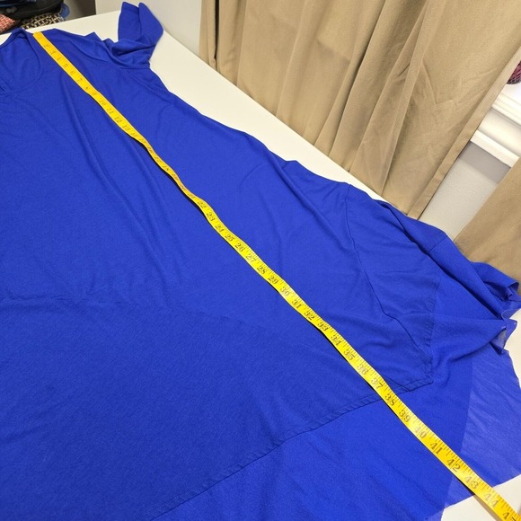 Eileen Fisher Midi Dress Women 1X Blue 3/4 Sleeve Pullover Stretch Asymmetrical - Picture 10 of 11